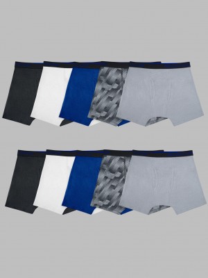 Boys' Fruit Of The Loom Breathable Cotton Mesh, 10 Pack Boxer Briefs Assorted | QBE274351