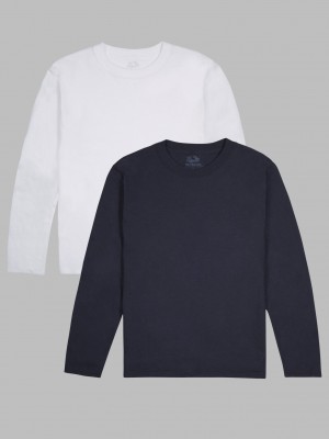 Boys' Fruit Of The Loom Supersoft Long Sleeve, 2 Color Pack T Shirts Basic Assorted | BJT359074