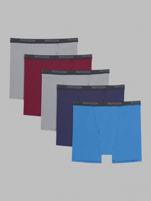 Men's Fruit Of The Loom Big Micro-Stretch, 5 Pack Boxer Briefs Assorted | OGH365410