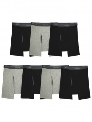 Men's Fruit Of The Loom Eversoft® CoolZone® Fly, 7 Pack Boxer Briefs Black Gray Assorted | CJZ345280