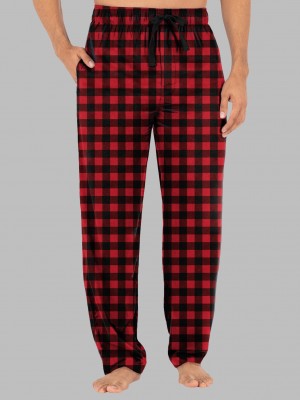 Men's Fruit Of The Loom Fleece Sleep Lounge Pant Sleep Pants Red/Black Buffalo | PRD301659