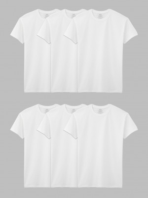 Men's Fruit Of The Loom Short Sleeve Crew, Extended Sizes 6 Pack T Shirts White | YRK083714