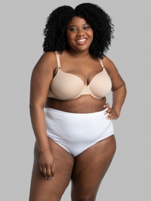 Women's Fruit Of The Loom Plus Fit for Me® Cotton, 6 Pack Briefs White | STB526974
