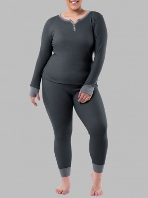 Women's Fruit Of The Loom Raschel Henley Pant, 2-Piece Set Sleepwear Raschel | VGF182597
