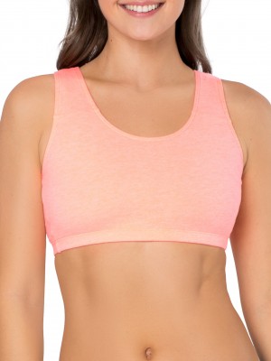 Women's Fruit Of The Loom Tank Style Sports Bra, 3 Pack Sports Bra Kaleidescope/Charcoal/Punchy Peach | DPQ854613
