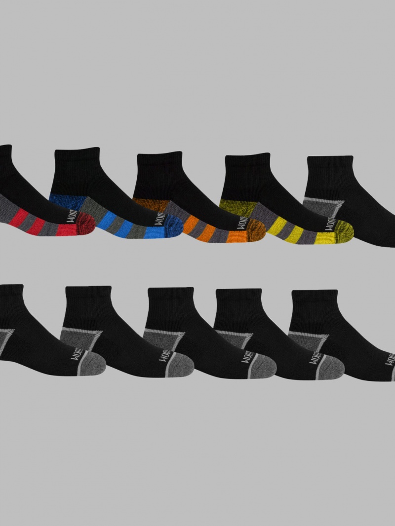 Boys' Fruit Of The Loom Sport Ankle, 10 Pack Socks Black | XSM792685