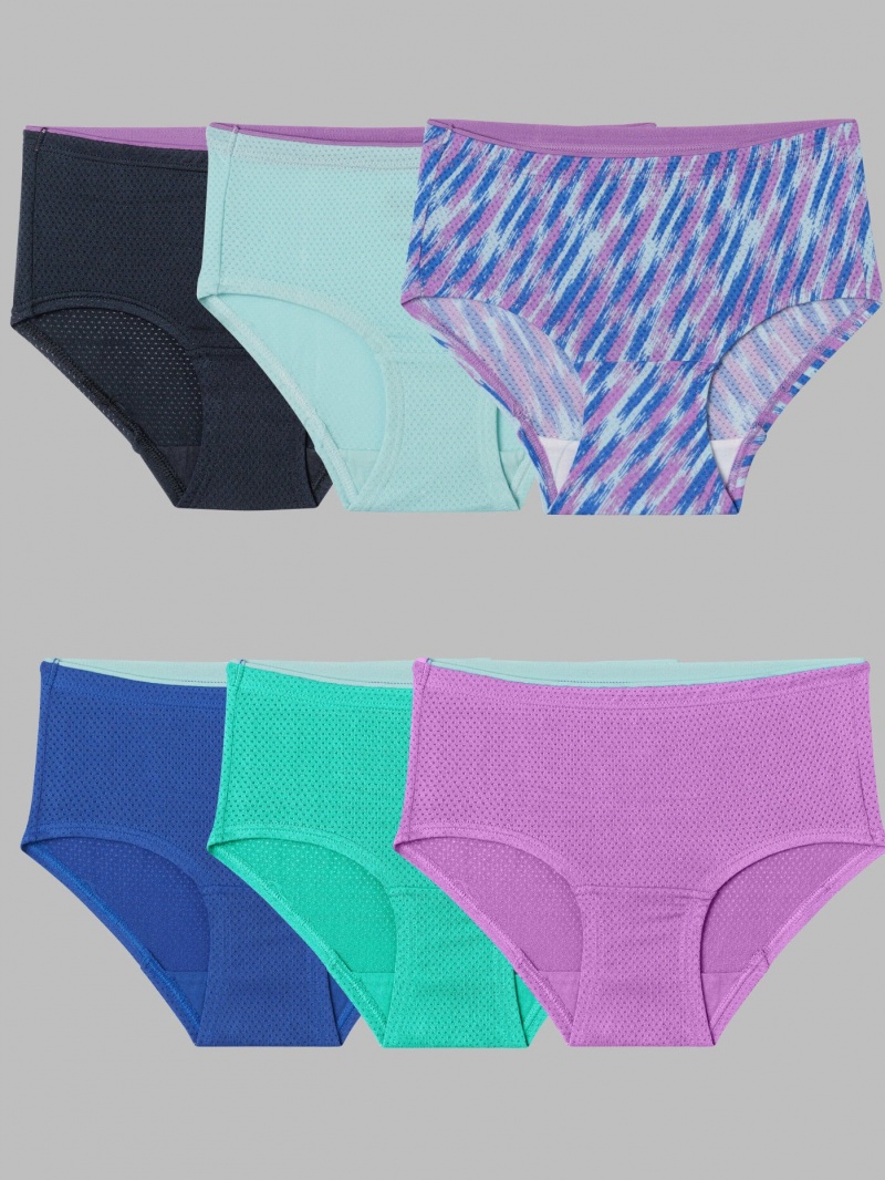 Girls\' Fruit Of The Loom Breathable Micro-Mesh, 6 Pack Briefs Assorted | ZBT617324