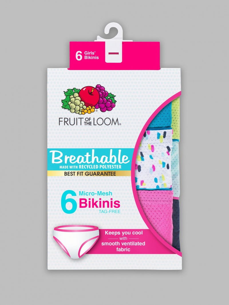 Girls' Fruit Of The Loom Breathable Micro-Mesh, 6 Pack Bikini Assorted | YWV630892