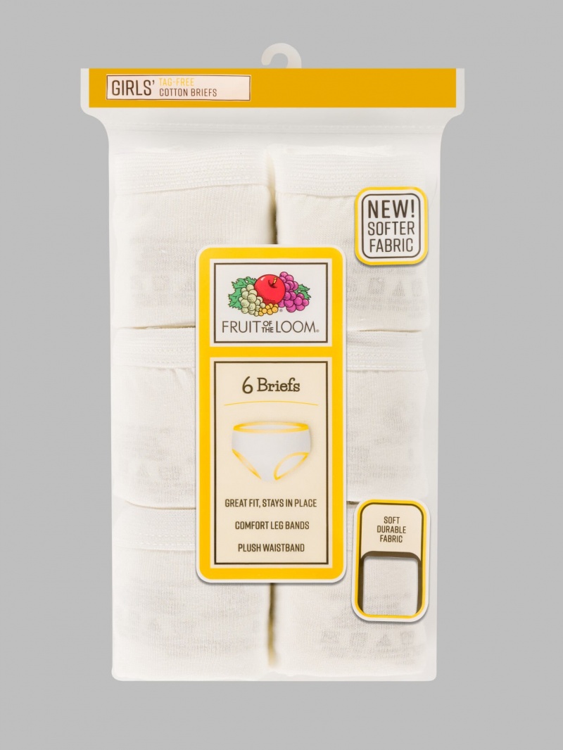 Girls' Fruit Of The Loom Eversoft®, 6 Pack Briefs White | MDI216370