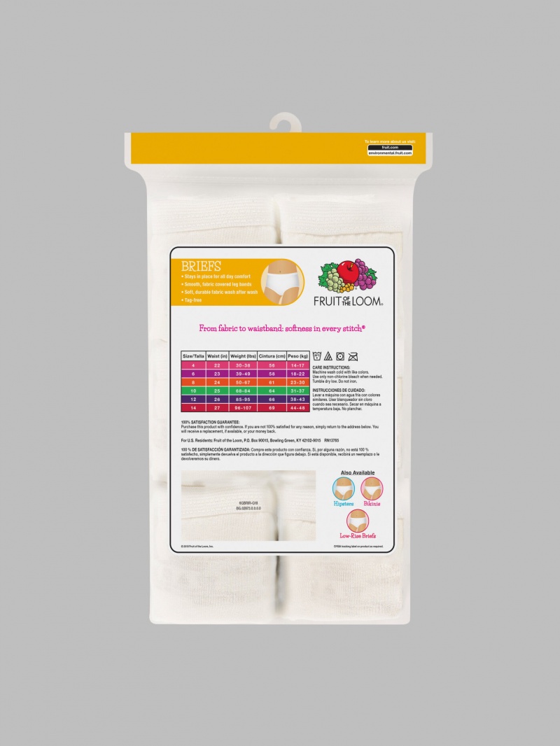 Girls' Fruit Of The Loom Eversoft®, 6 Pack Briefs White | MDI216370