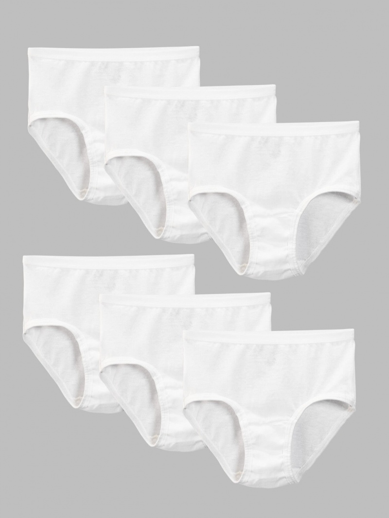 Girls\' Fruit Of The Loom Eversoft®, 6 Pack Briefs White | MDI216370