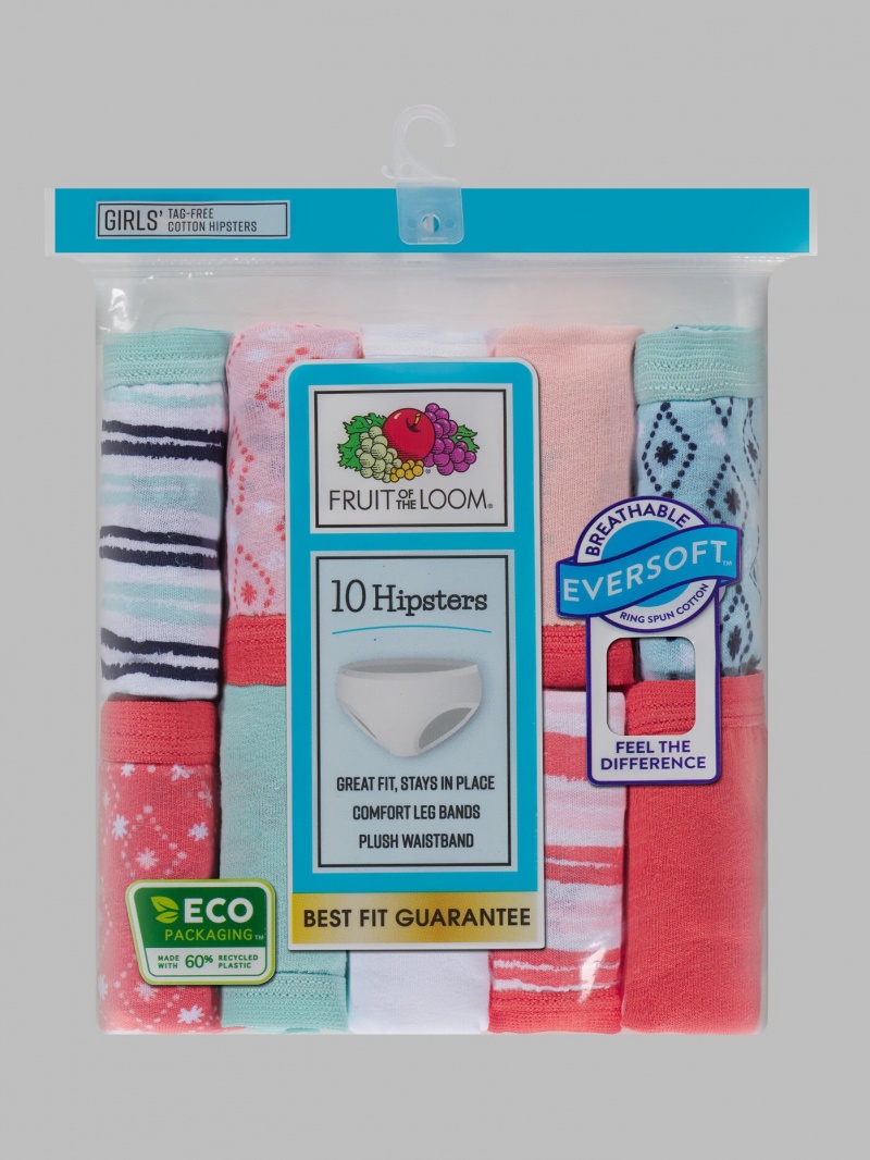 Girls' Fruit Of The Loom Eversoft® Hipster, 10 Pack Underwear Assorted | FXU951023