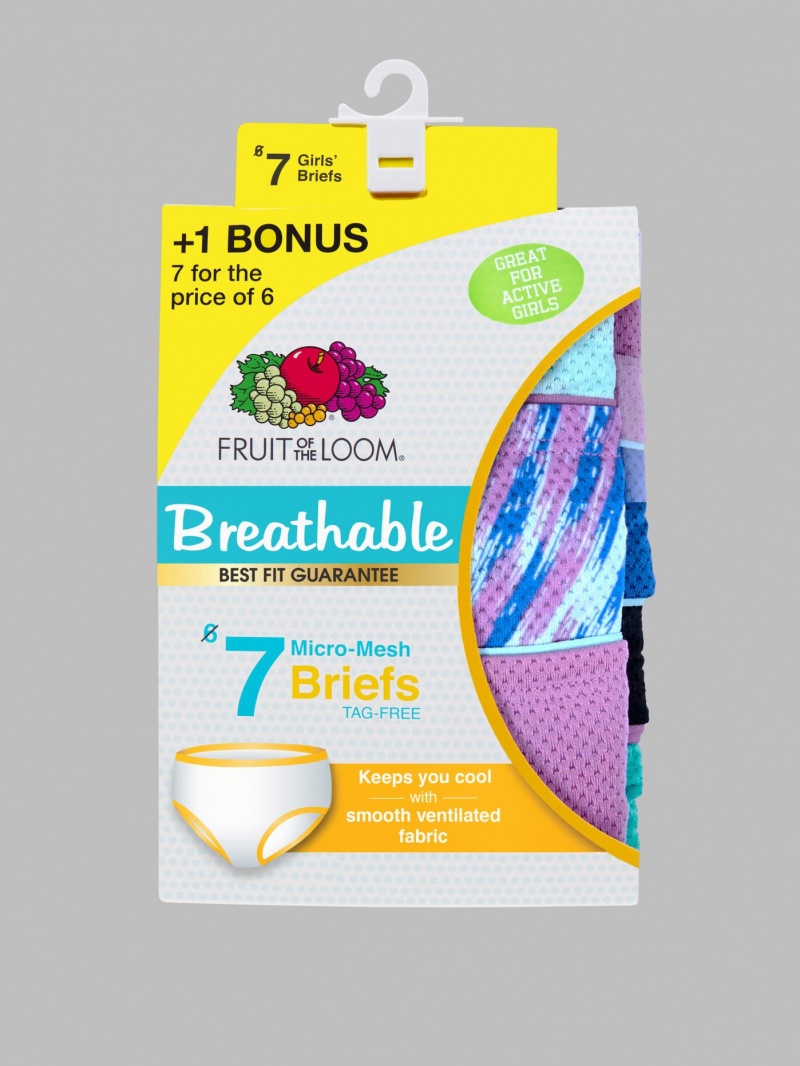 Girls' Fruit Of The Loom Girl's Breathable Micro-Mesh, 6+1 Bonus Pack Briefs Assorted | KLN920657