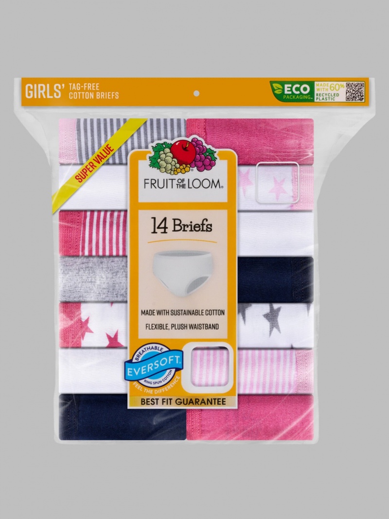 Girls' Fruit Of The Loom Girl's Eversoft®, 14 Pack Briefs Assorted | WSD148350