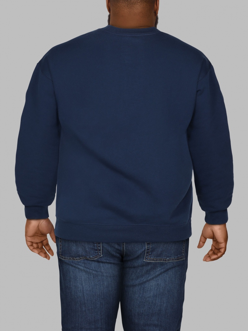 Men's Fruit Of The Loom Big Eversoft® Fleece Crew Sweatshirt Blue Cove | QZV054128