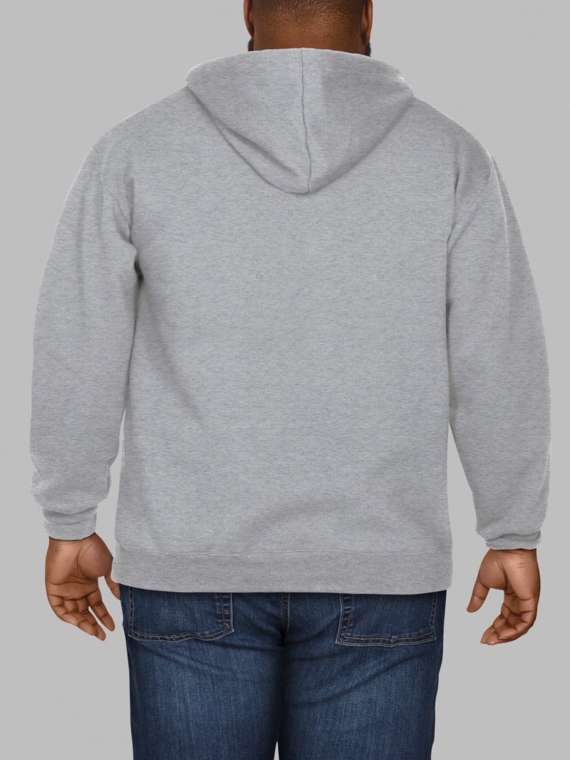 Men's Fruit Of The Loom Big Eversoft® Fleece Full Zip Hoodie Grey | EJI234057