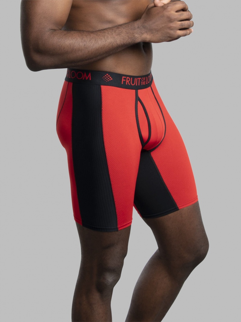 Men's Fruit Of The Loom Breathable Ultra Flex Long Leg, 3 Pack Boxer Briefs Assorted | SCB580937