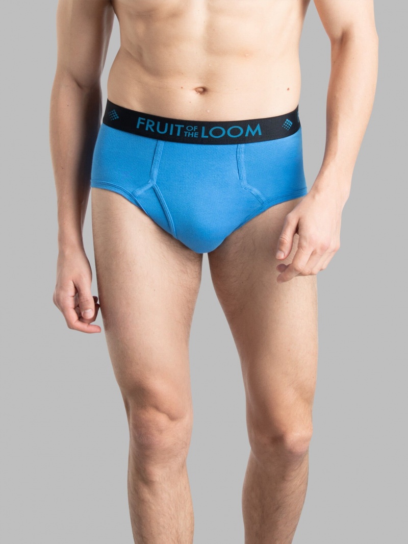 Men's Fruit Of The Loom Breathable cotton Micro-Mesh, 4 Pack Briefs Black/Grey/Blue | QHO842573