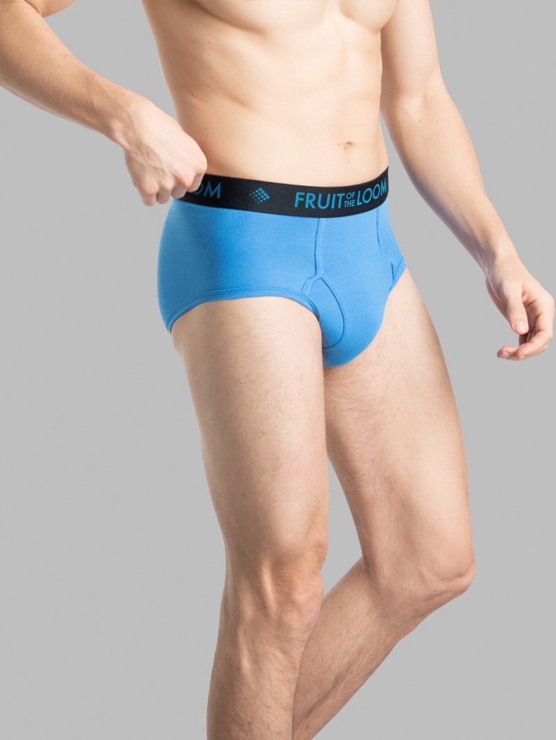 Men's Fruit Of The Loom Breathable cotton Micro-Mesh, 4 Pack Briefs Black/Grey/Blue | QHO842573
