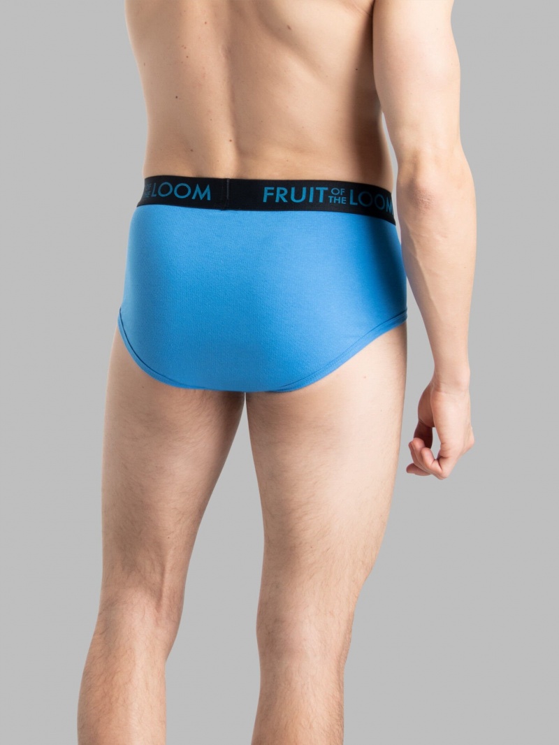 Men's Fruit Of The Loom Breathable cotton Micro-Mesh, 4 Pack Briefs Black/Grey/Blue | QHO842573