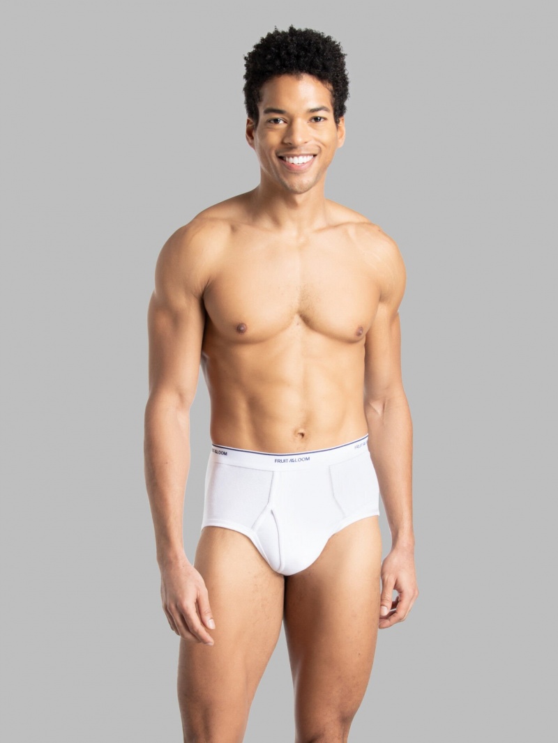 Men\'s Fruit Of The Loom Cotton, Extended Sizes 8 Pack Briefs White | LNW054827