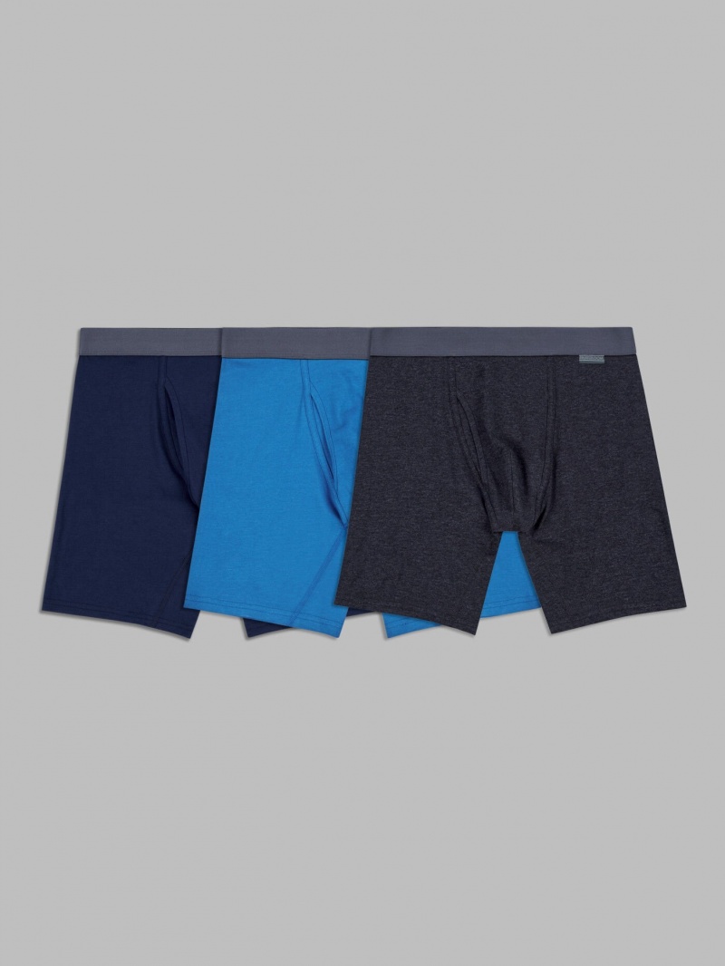 Men's Fruit Of The Loom Crafted Comfort™, 3 Pack Boxer Briefs Assorted | NPC796810