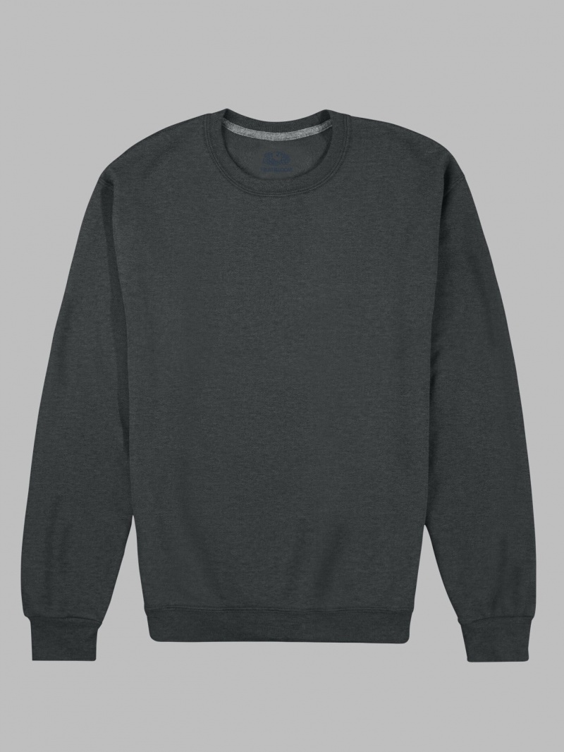 Men's Fruit Of The Loom EverSoft® Fleece Crew Sweatshirt Black | GEP293710