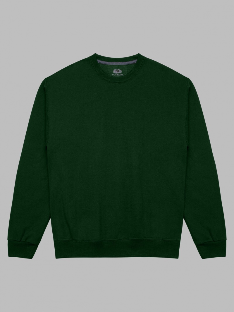 Men's Fruit Of The Loom EverSoft® Fleece Crew Sweatshirt Duffle Bag Green | FLM251839