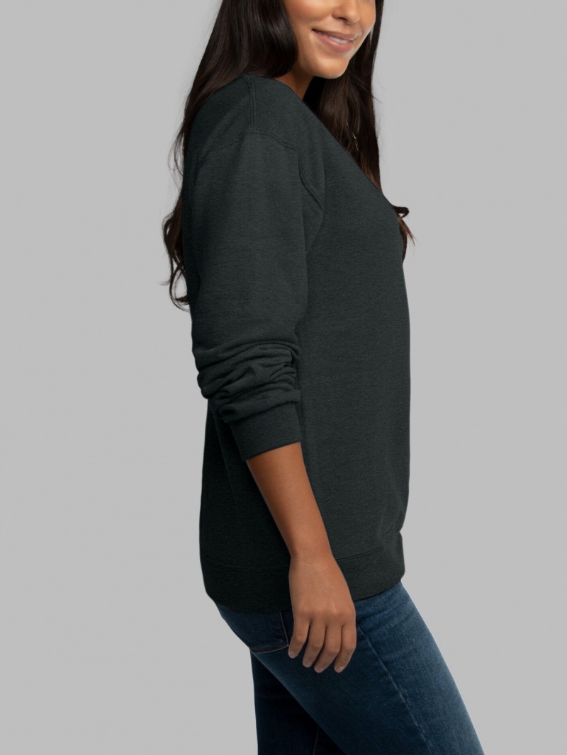 Men's Fruit Of The Loom EverSoft® Fleece Crew, Extended Sizes Sweatshirt Black | NFC726104