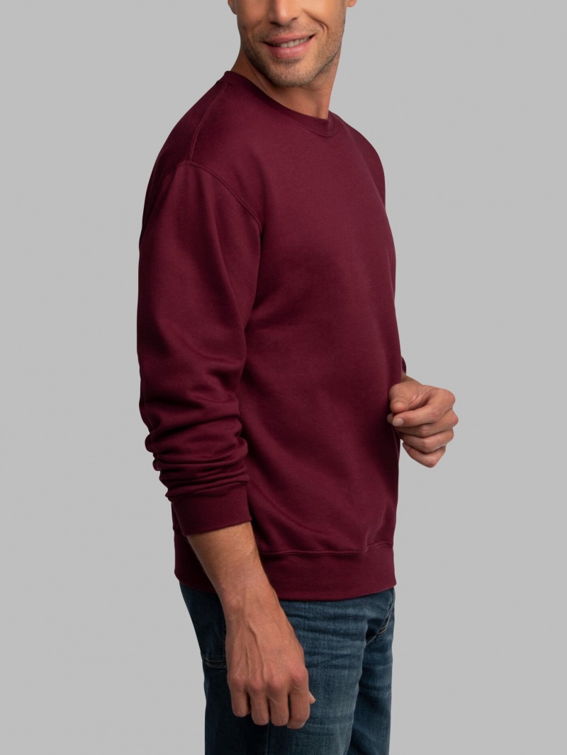 Men's Fruit Of The Loom EverSoft® Fleece Crew, Extended Sizes Sweatshirt Maroon | AJY483271