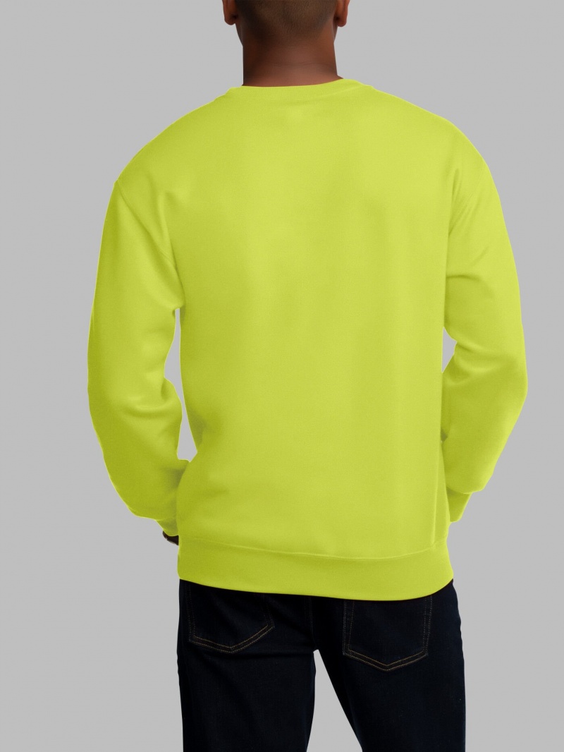 Men's Fruit Of The Loom EverSoft® Fleece Crew, Extended Sizes Sweatshirt Safety Green | YGM931608