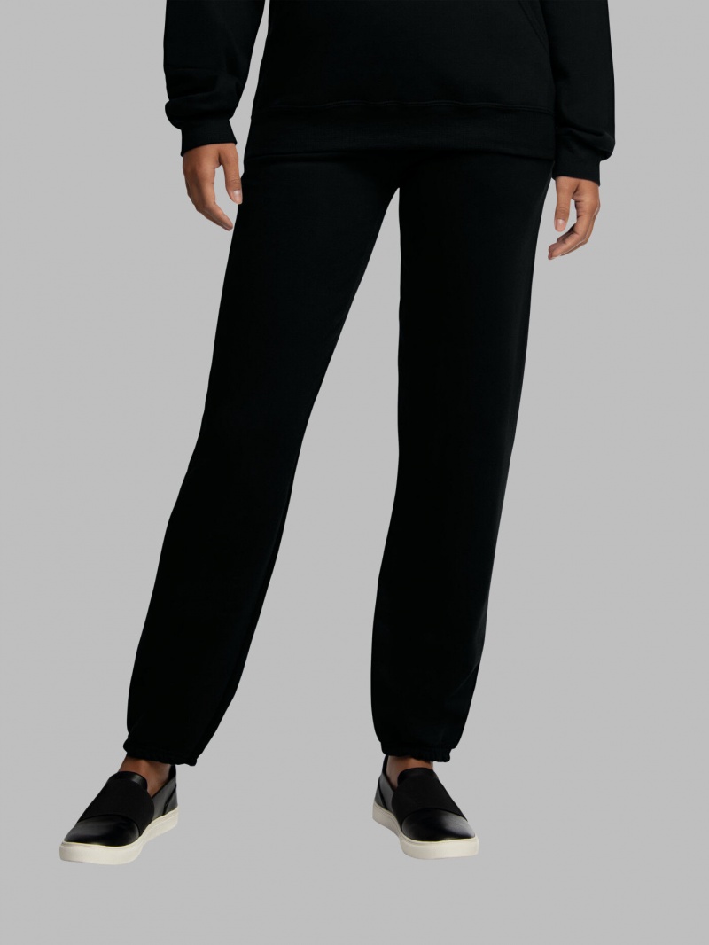 Men's Fruit Of The Loom EverSoft® Fleece Elastic Bottom Sweatpants Black | KOP534270