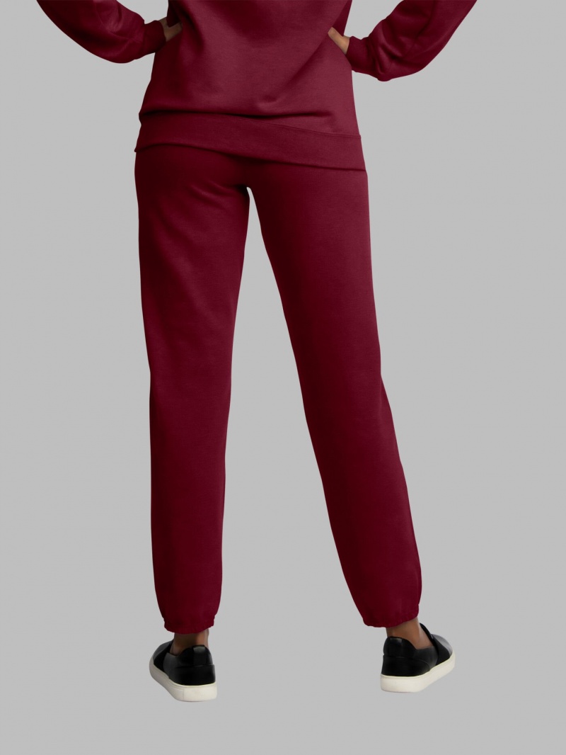 Men's Fruit Of The Loom EverSoft® Fleece Elastic Bottom Sweatpants Maroon | ZYO873529