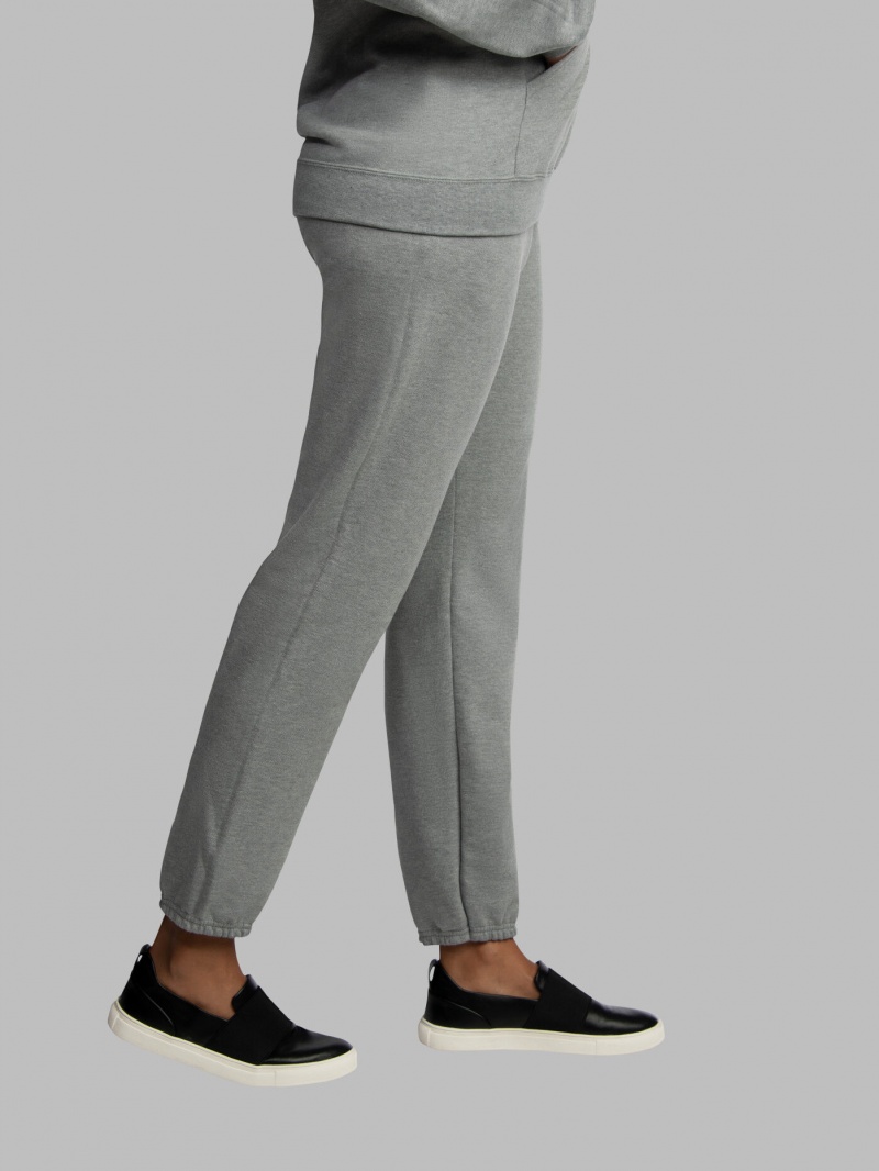 Men's Fruit Of The Loom EverSoft® Fleece Elastic Bottom, Extended Sizes Sweatpants Grey | BLW596370