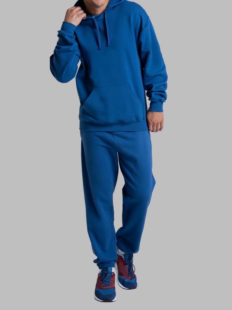 Men\'s Fruit Of The Loom EverSoft® Fleece Elastic Bottom, Extended Sizes Sweatpants Mel Blue | YOL536921