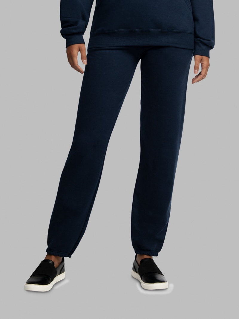 Men's Fruit Of The Loom EverSoft® Fleece Elastic Bottom, Extended Sizes Sweatpants Navy | RDC526741