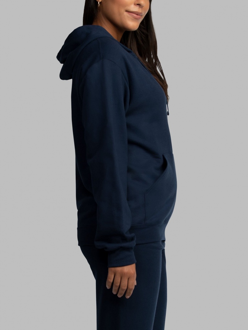 Men's Fruit Of The Loom EverSoft® Fleece Full Zip, Extended Sizes Hoodie Navy | JDM349156