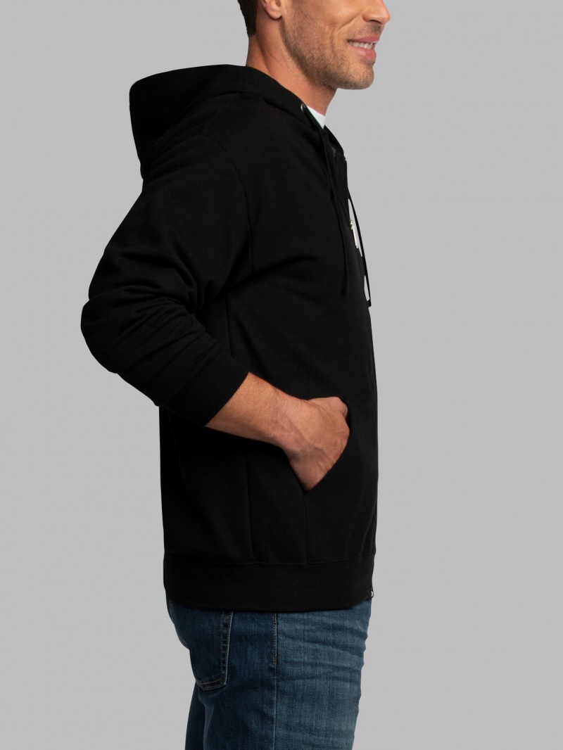 Men's Fruit Of The Loom EverSoft® Fleece Full Zip Hoodie Black | LEJ178456