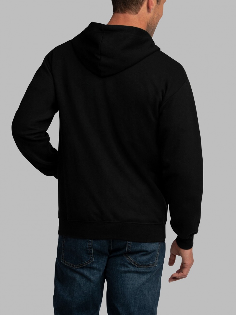 Men's Fruit Of The Loom EverSoft® Fleece Full Zip Hoodie Black | LEJ178456