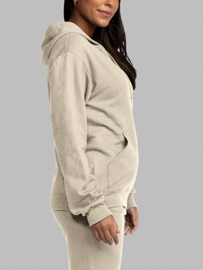 Men's Fruit Of The Loom EverSoft® Fleece Full Zip Hoodie Khaki | JAX417208