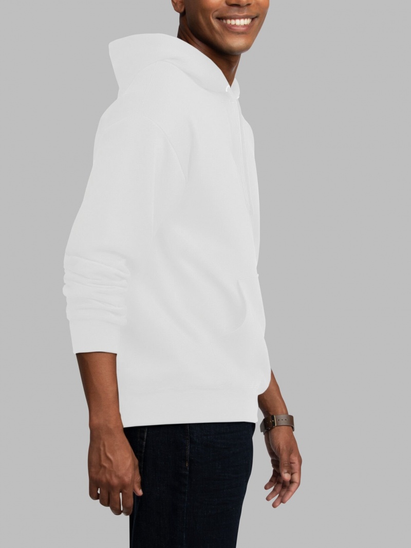 Men's Fruit Of The Loom EverSoft® Fleece Pullover Hoodie White | LKV246081