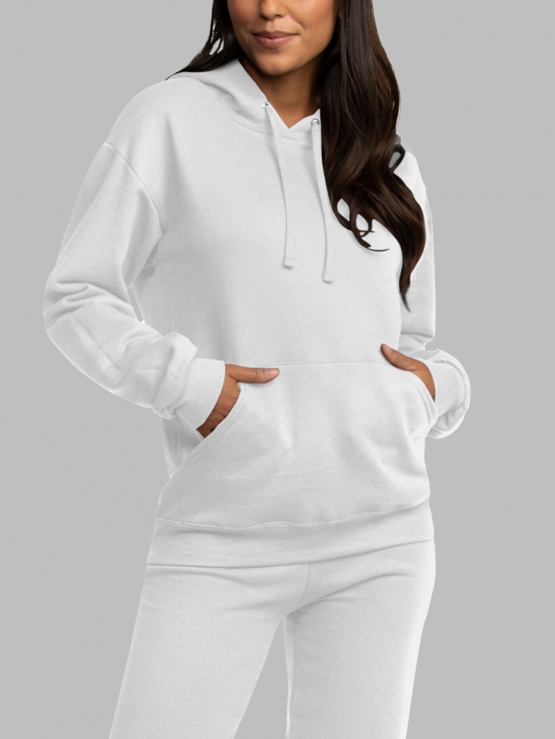 Men's Fruit Of The Loom EverSoft® Fleece Pullover Hoodie White | LKV246081