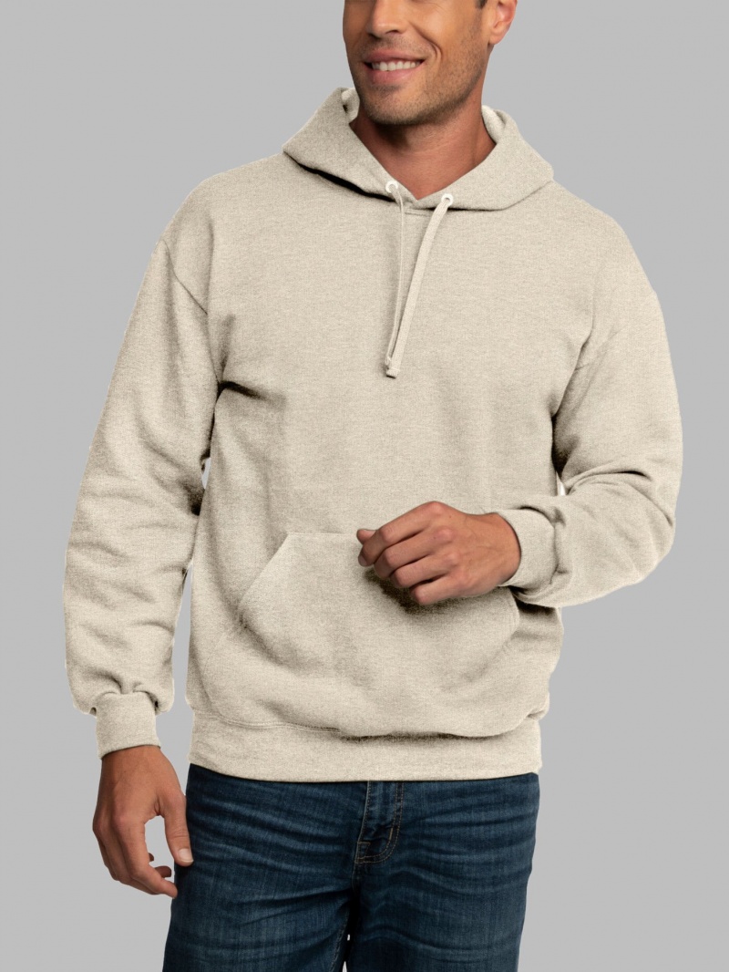 Men's Fruit Of The Loom EverSoft® Fleece Pullover, Extended Sizes Sweatshirt Khaki | OPF924361