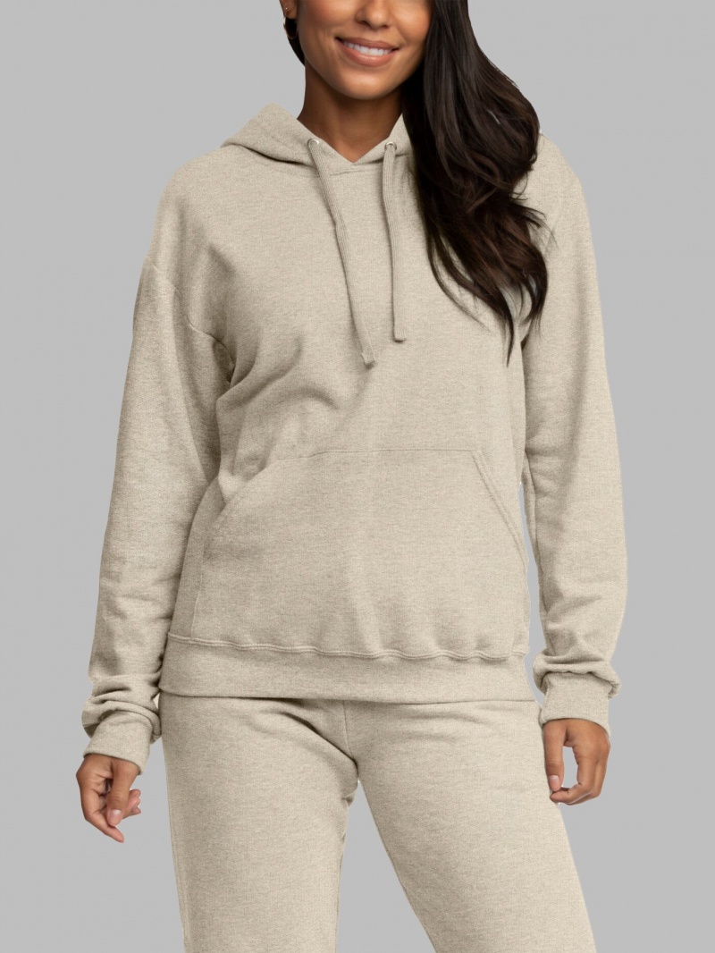 Men's Fruit Of The Loom EverSoft® Fleece Pullover, Extended Sizes Sweatshirt Khaki | OPF924361
