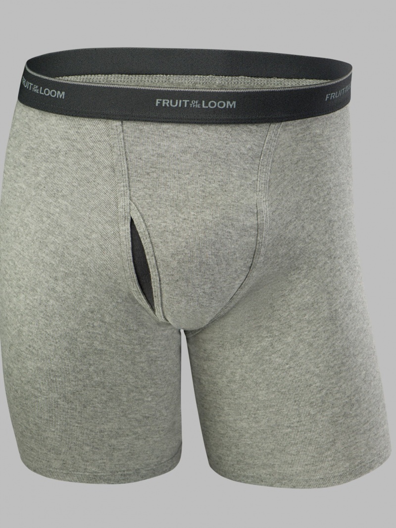 Men's Fruit Of The Loom Eversoft® CoolZone® Fly, Extended Sizes 6 Pack Boxer Briefs Black/Gray | JLB051692