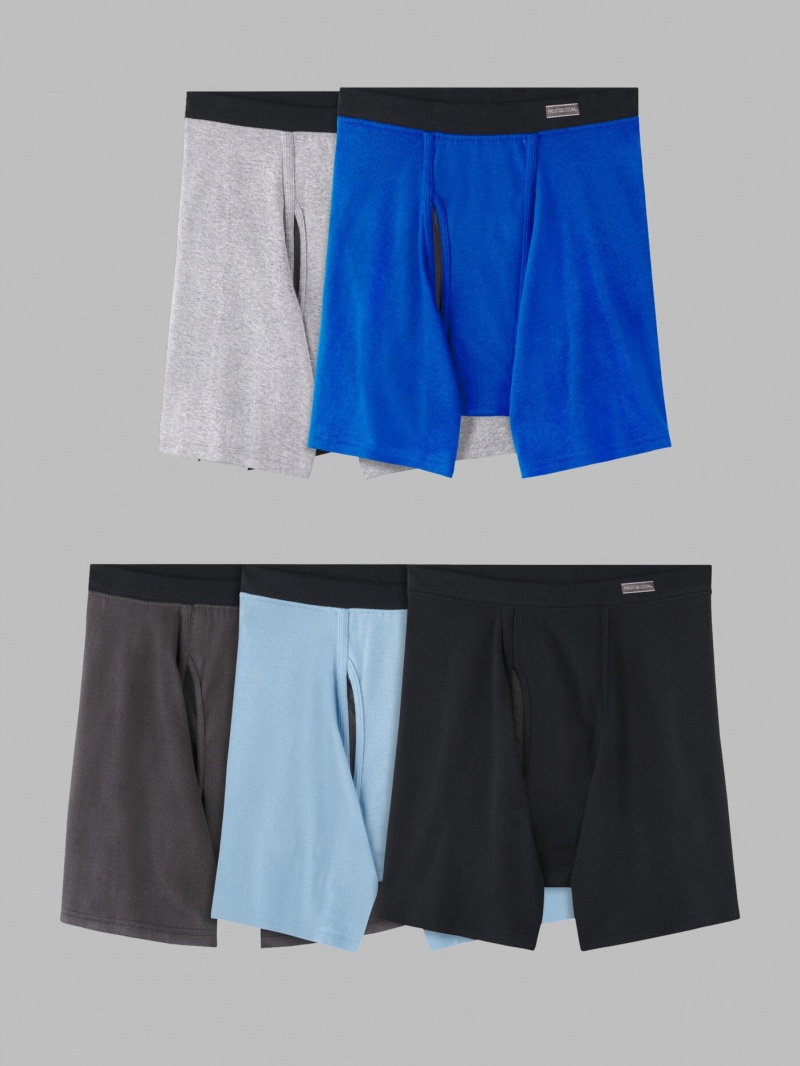 Men's Fruit Of The Loom Eversoft® CoolZone® Covered Waistb, 5 Pack Boxer Briefs Assorted | BCW703698