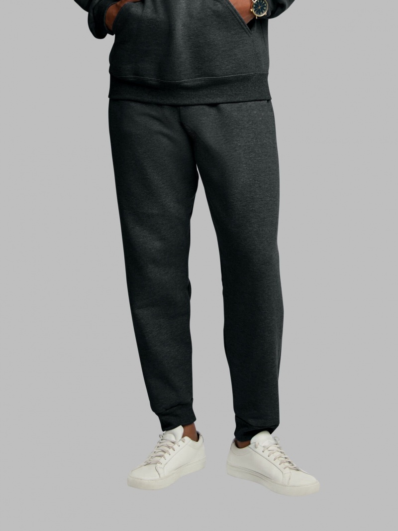 Men's Fruit Of The Loom Eversoft® Fleece Jogger Sweatpants Black | QWY926813