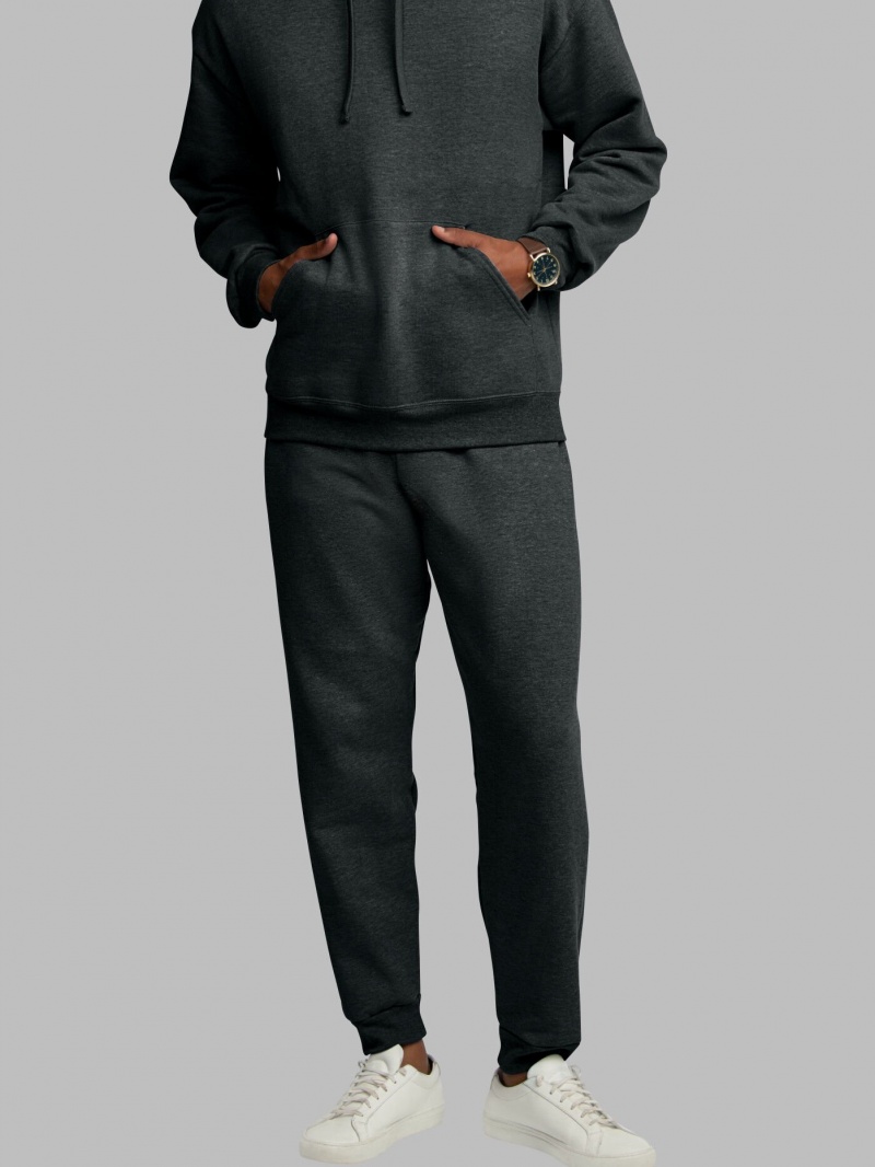 Men\'s Fruit Of The Loom Eversoft® Fleece Jogger Sweatpants Black | QWY926813