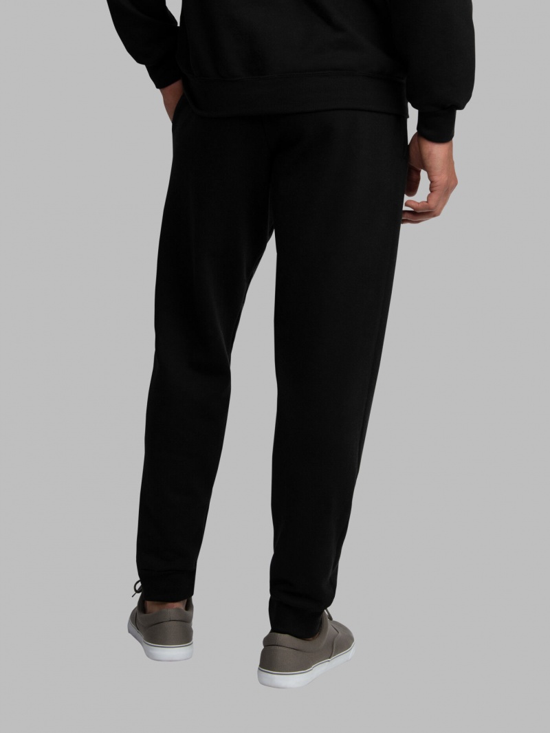 Men's Fruit Of The Loom Eversoft® Fleece Jogger Sweatpants Black | HDT614079