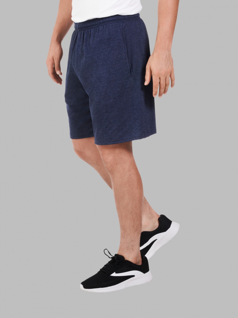 Men's Fruit Of The Loom Eversoft® Jersey Short, 2 Pack Shorts Indigo Ink | DUI683570